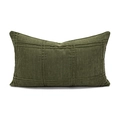 Green rectangular decorative throw pillow with pleated fabric and grid stitch texture - 30*50cm [Cover Only] / Parallel Space Deep Green