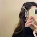Ethnic velvet headband with gold embroidery and silver tassel pendant for women - 29# Black With Silver Oval Bell Hair Clip
