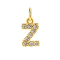 Chic gold-plated letter Z pendant with sparkling zircon stones and round bail - Letter Z Pendant / Gold