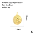 Pendentif licorne doré avec zircons et spécifications de taille 22mm par 19mm - P03175-E Pendentif Rond Licorne Doré