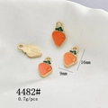Detailed view of carrot alloy charm with orange enamel and gold base for DIY jewelry - 4482# Small Carrot