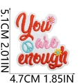 Detailed view of 'You are enough' inspirational patch with size measurements in CM and IN - You Are Enough Style