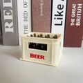 Magnete da frigo cassa di birra in miniatura beige con dodici piccole bottiglie marroni - Apribottiglie magnetico beige / Beige