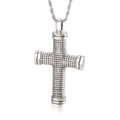 Collana a croce in acciaio inossidabile argento con trama a griglia e ciondolo urna - Stile Griglia Martellata (KP55380-BD) / Solo Ciondolo