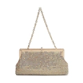 Luxury rainbow rhinestone evening clutch bag with gold frame and chain strap - Rainbow AB Rhinestone