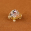 Mini turtle figurine with clear resin, pink stones, and gold foil for desk decor - 76 Mixed Quartz Type 2