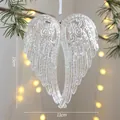 Iridescent angel wing Christmas ornament, 15x11cm translucent decorative hanging charm - Iridescent Transparent Wings-F