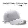 White structured baseball cap with honeycomb texture and adjustable back strap - Pineapple Grid Structured Plain / White