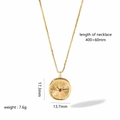 Detailed size specifications for 18k gold plated stainless steel starburst pendant necklace - Starburst Disc Pink Gem Style (TN3099)