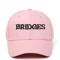 Pink cotton baseball cap with black BRIDGES embroidery and adjustable curved brim - Adjustable / Pink