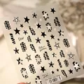 Star and python pattern nail art sticker TS-4262 with black stars and snake skin texture - Smudge Star Snake (TS-4262)