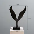 Black abstract resin eagle wing sculpture small size home decor with measurements - 7313D-03 Eagle-Black-Small