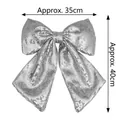 Large silver sequin Christmas bow ornament measuring 35cm by 40cm for holiday decor - 35*40cm / Silver