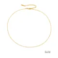 Minimalist gold-plated stainless steel snake chain necklace with adjustable lobster clasp - 1MM Gold-38+5CM
