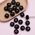 Black 20mm faux rabbit fur pompom beads with gold metal eyelets for DIY jewelry making - Black