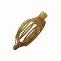 Brown amber patterned resin hair clip with hollow streamlined design and inner teeth - Glossy Amber