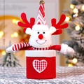 Weihnachts-Rentier-Geschenktüte aus rotem Strick mit gestreiftem Hut und 26 cm Höhe - Weihnachtsmann Stil-C