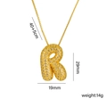 Golden brass puff letter R pendant necklace with pavé cubic zirconia and box chain - Letter R