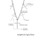 Collar de acero inoxidable plateado con cinco colgantes de cruz y circonitas cúbicas - Color acero