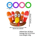 Inflatable Thanksgiving turkey ring toss game with colorful rings and base - Inflatable Turkey Ring Toss (4 Rings)