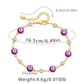 Detail of 18K gold evil eye bracelet with dimensions 16.5cm length and purple beads - Purple Bead Rhinestone Style (KB0288-1)