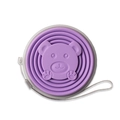 Bicchiere pieghevole in silicone viola con orsetto e cordino grigio per il trasporto - 180ML / Viola
