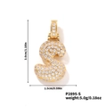 Ciondolo lettera S dorata con pavé di zirconi, altezza 3,0 cm con dimensioni - Pendaglio oro lettera S