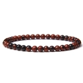 4mm natural red and black stone beaded bracelet with polished round jasper beads - Mahogany Obsidian