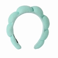 Detail of soft light blue padded sponge headband with fluffy fabric texture for women - Emerald Green (Towel Cloth)