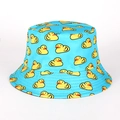 Detailed flat lay of sky blue bucket hat featuring yellow cartoon duck patterns - M (55-58cm) / 8# Sky Blue Yellow Duck