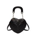 Elegant black heart-shaped handbag with quilted leather finish and gold chain strap - Black