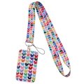 Polyester lanyard and ID card holder set with colorful hand-drawn heart patterns - Hand-painted Colorful Heart