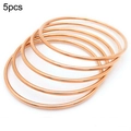 Set of 5 minimalist 18k rose gold plated titanium steel stackable thin bangle bracelets - 55mm / Rose Gold / 5 Pieces