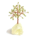 Green crystal tree of life with copper wire and yellow quartz base for wealth - Peridot Crystal Tree (45 Chips) + Yellow Base