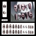 Dunkelrosa Cat-Eye Kunstnägel mit 3D-Schmetterlingsmuster und Herz-Lichteffekten - W1984 Fließendes Licht Schmetterling (Kleber-Stil)