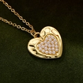 Elegant gold heart pendant necklace with white pearls and hammered texture on green velvet - Heart Pearl Pendant / Gold