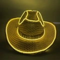 Straw cowboy hat with yellow LED lights and branded hatband for rave parties - Adult Straw Hat-Yellow