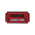 Épingle en émail ticket d'horreur rouge et noir avec texte Admit One et 1313666 - Style Ticket d'Entrée Horreur (QHXZ1646)