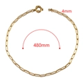 480mm golden stainless steel paperclip NK Cuban chain necklace with 4mm width - 4mm Paperclip Chain - Gold