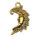 Antique gold crescent moon pendant with leaf details for DIY jewelry making - 月亮(20831)