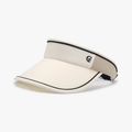 Running sun visor hat in beige with black piping and stylish metal logo plate - Beige