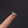 Silver crown earring with marquise zircon and screw back ball closure on fingers - Silver Crown Marquise CZ Style (354-7#S)