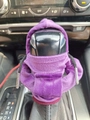 Purple car gear shift hoodie cover with red ribbed hem and black drawstrings on shifter - Old Style Purple