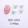 Detail of 11x9mm blue crystal butterfly nail charms with gold metal frames for art decor - Aurora Blue Butterfly Style (A563)