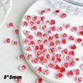 Breloques roses 3D en résine dégradé rouge et blanc 8x8mm pour décoration nail art - 6mm / Rouge Séché