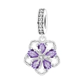 925 silver flower charm with purple pear-cut stones and white zircon accents - Radiant Bloom