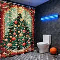 3D Christmas tree shower curtain with festive ornaments and waterproof polyester fabric - 90*180cm / 25SD-A Christmas Tree