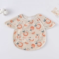 Waterproof baby bib smock with cute rabbit and orange print in beige color - (super Soft) Shawl - Miju Rabbit / One Size