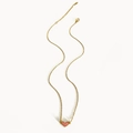 Golden titanium steel necklace featuring a vibrant pink heart enamel pendant detail - Small Enamel Heart / Gold