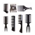 7-piece retro styling comb set for men in black and brown finishes on white background - 7-Piece Styling Comb Set